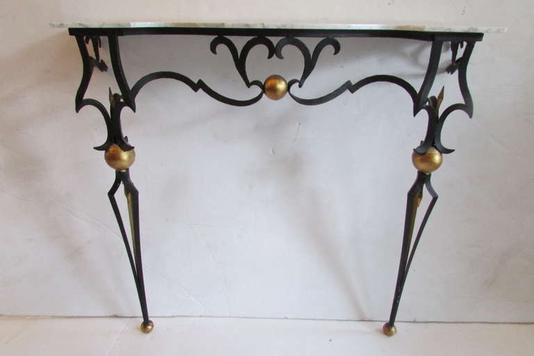 Iron Console and Mirror in the Style of Gilbert Poillerat In Excellent Condition In Rochester, NY