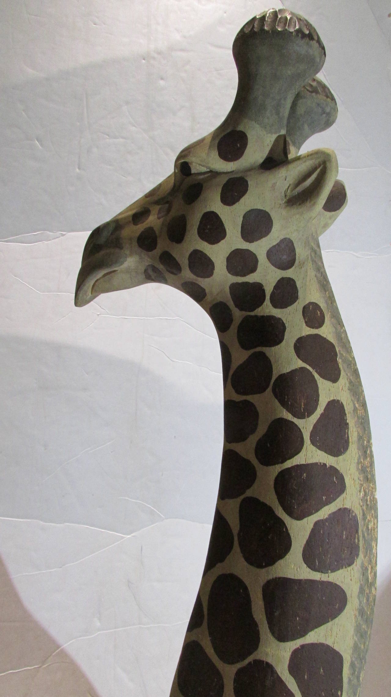 Large Wood Carved Giraffe  1