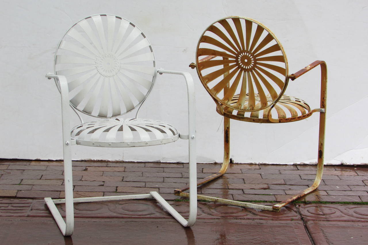 Painted Francois Carre French Garden Chairs, circa 1930