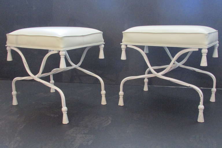 1940's Iron Tassel Stools In Good Condition In Rochester, NY