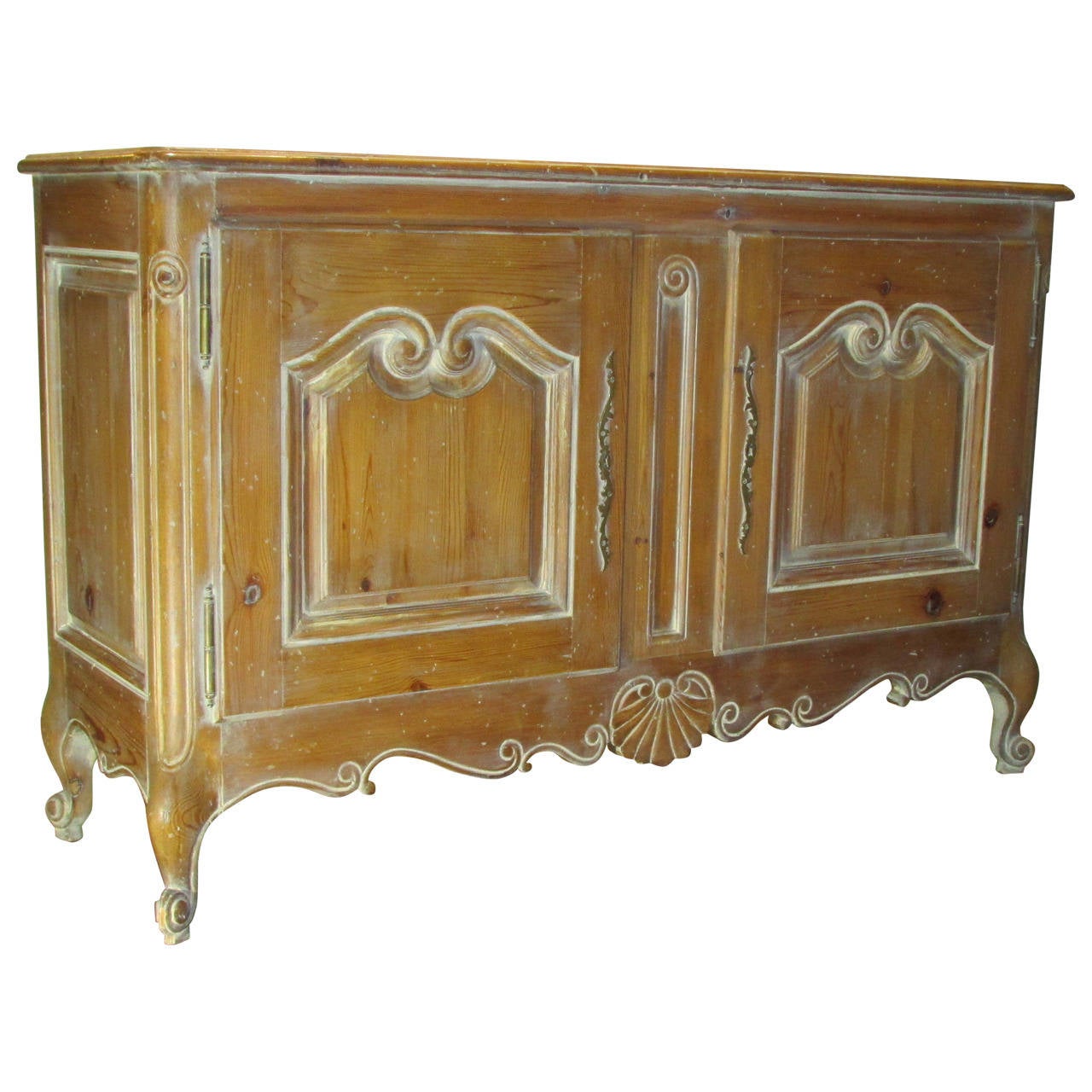 White Washed Pine Louis XV Style Buffet For Sale at 1stdibs