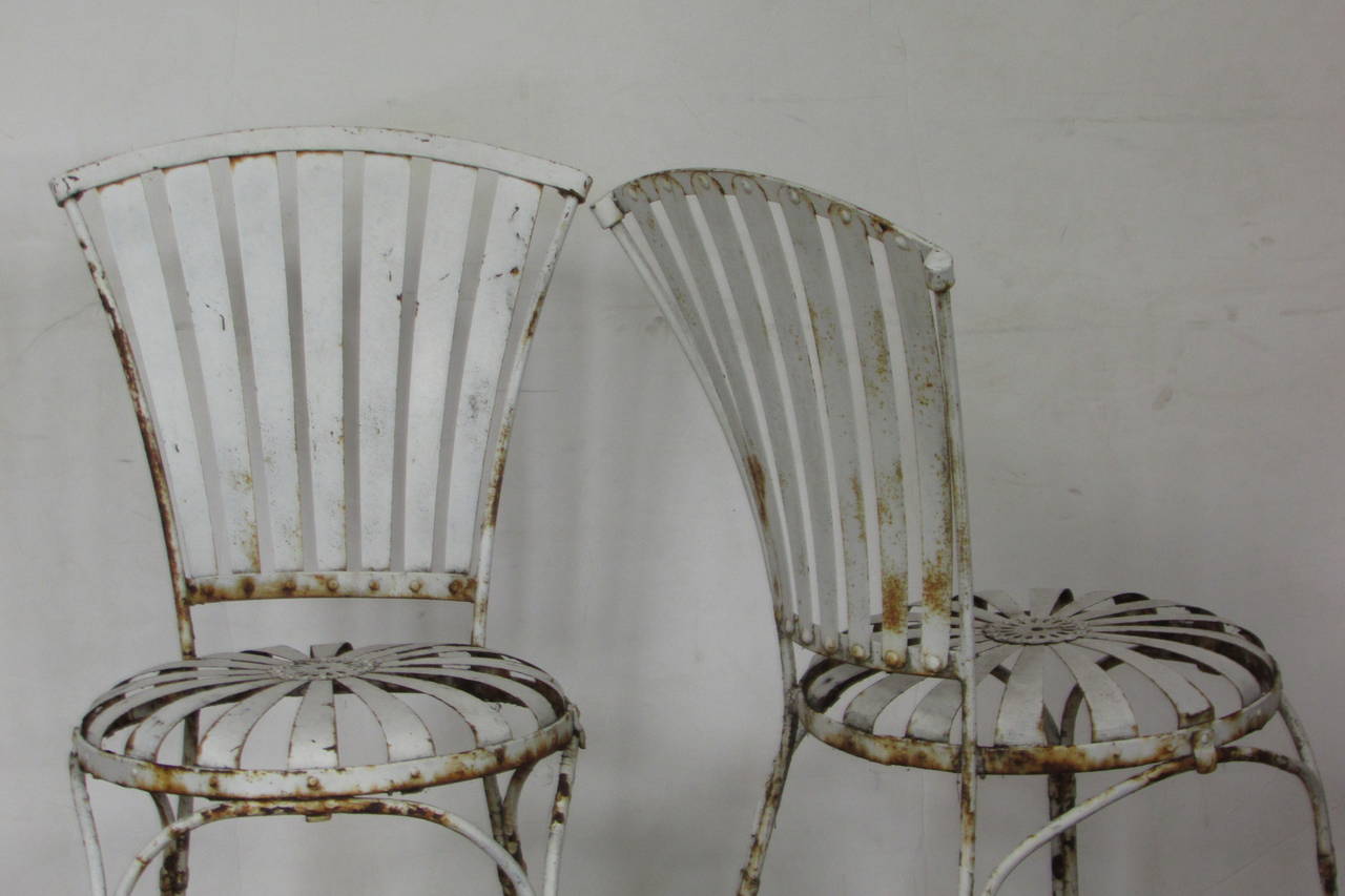 Art Deco Sprung Steel Garden Chairs by Francois Carre