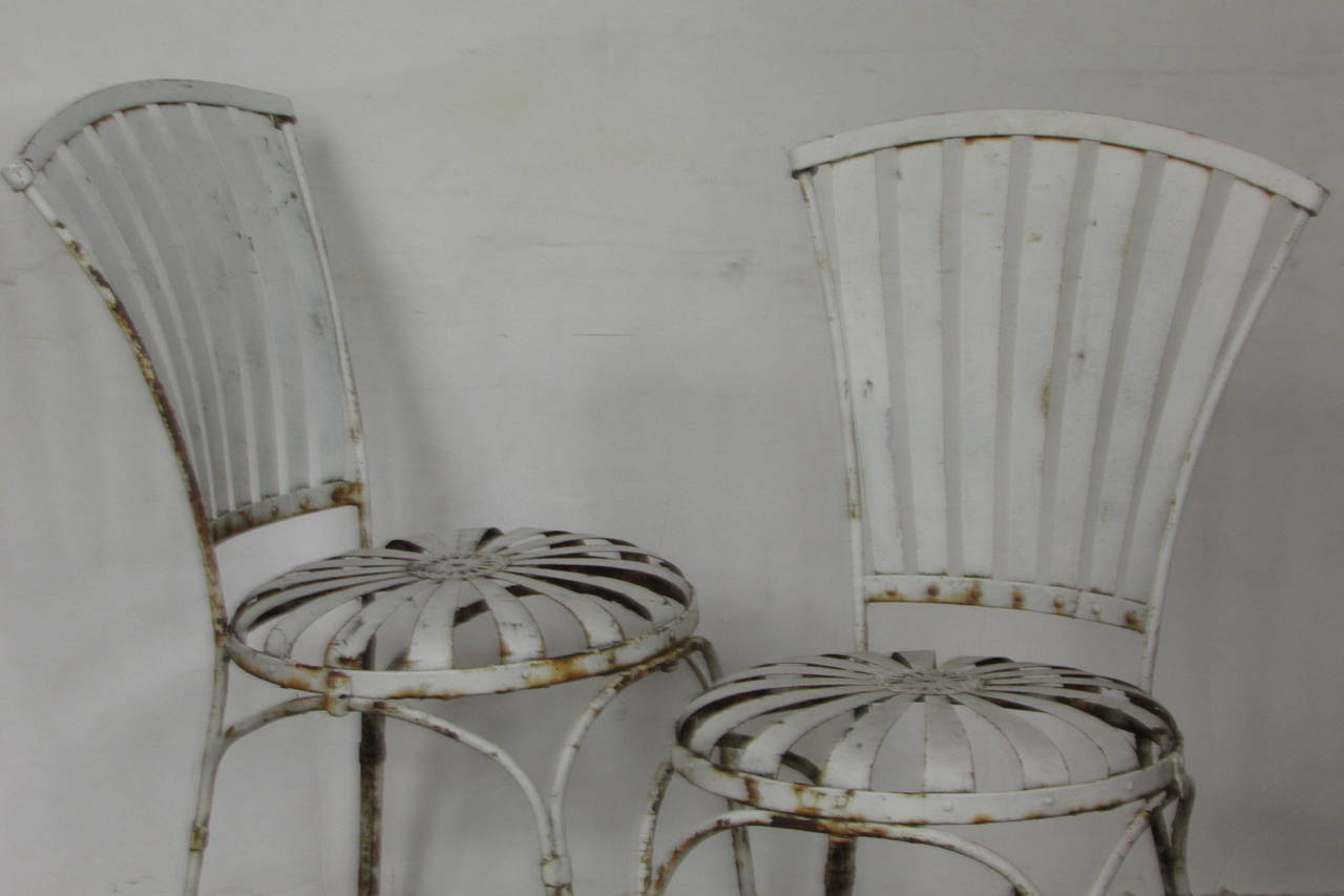 French Sprung Steel Garden Chairs by Francois Carre