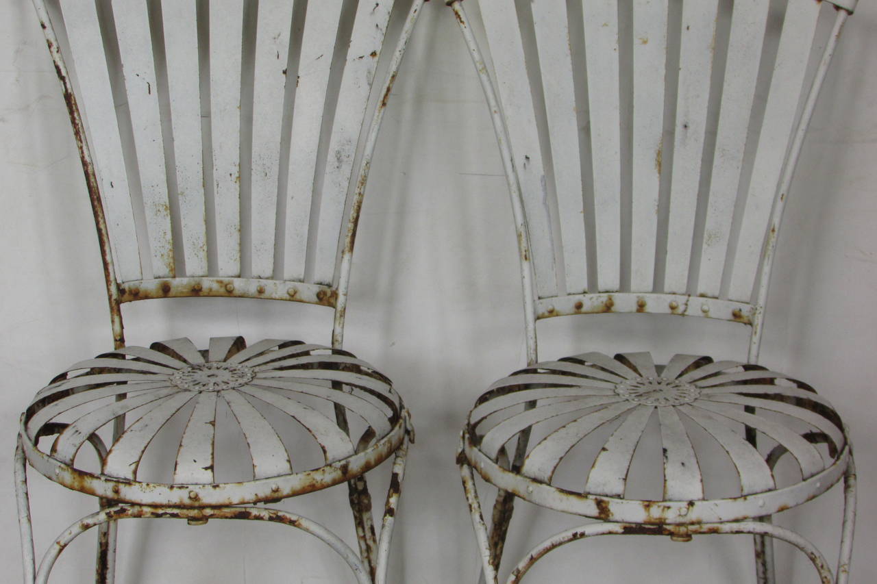 20th Century Sprung Steel Garden Chairs by Francois Carre