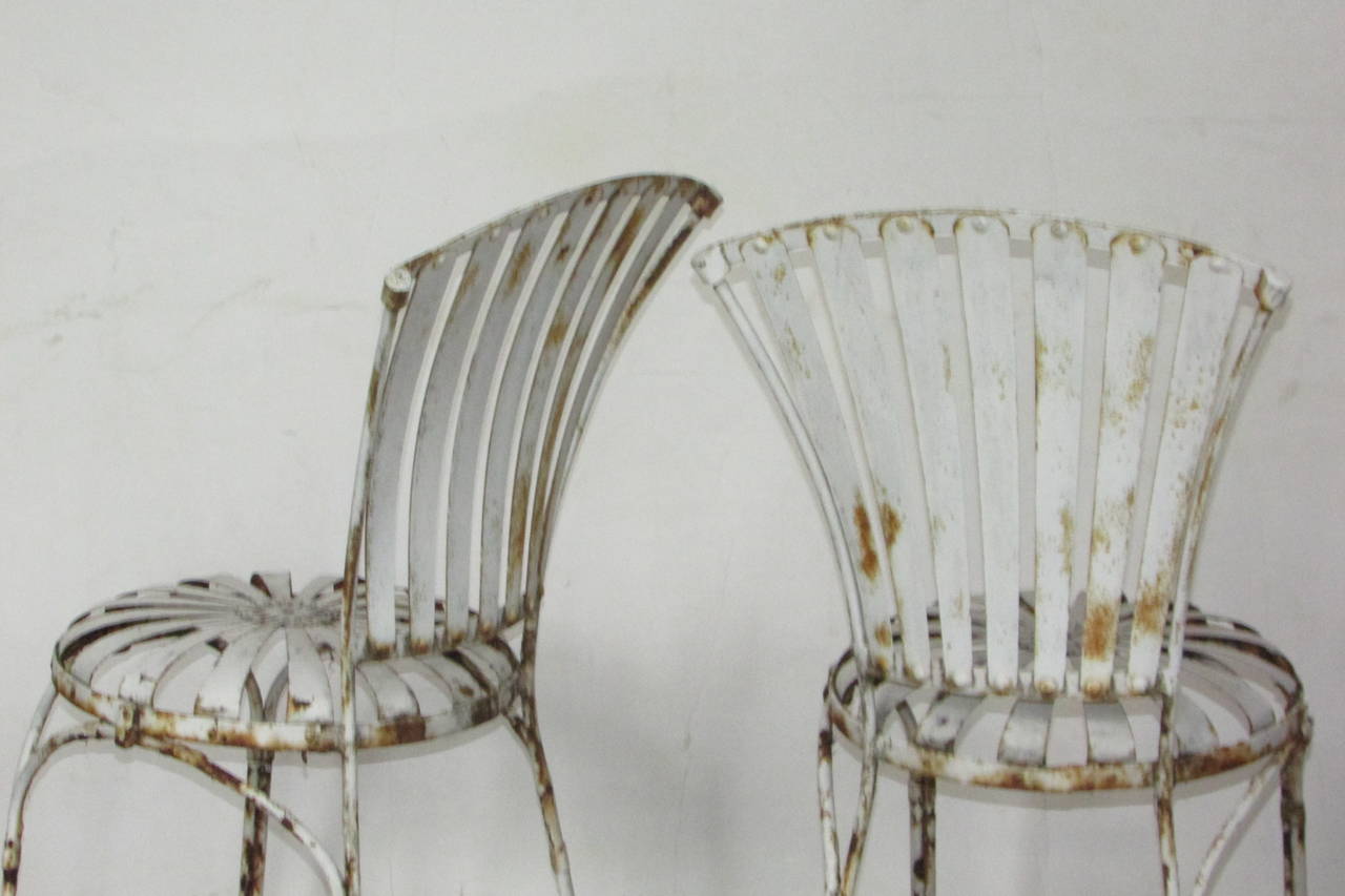 Sprung Steel Garden Chairs by Francois Carre In Good Condition In Rochester, NY