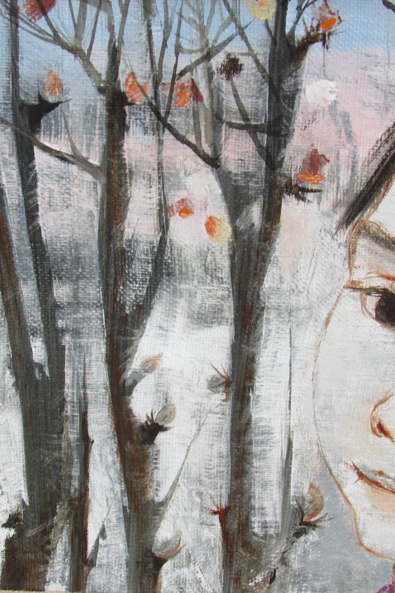 Dipinto Ritratto di giovane ragazza in paesaggio di Pierre Lavaranne in vendita