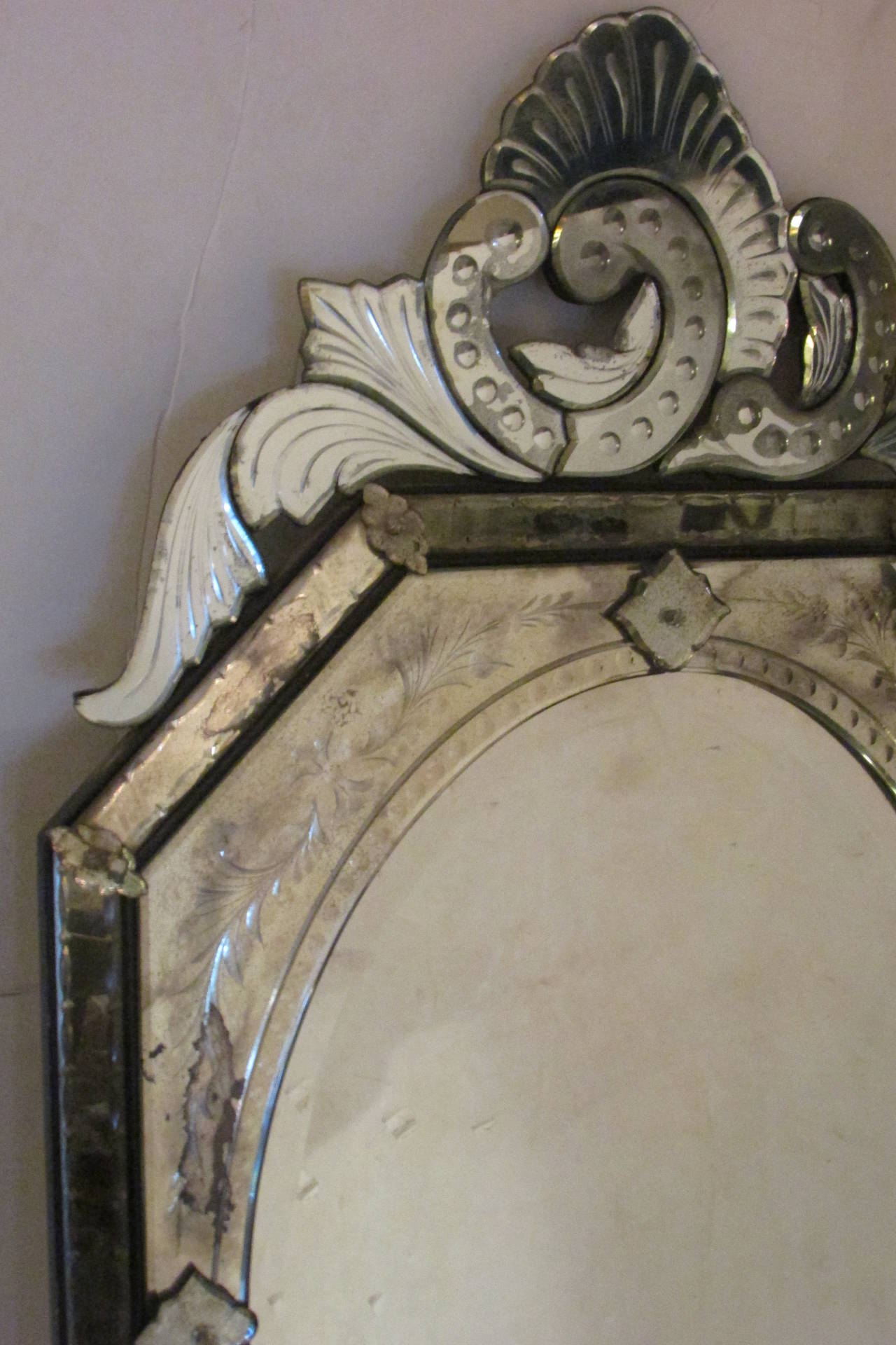 Beveled Octagonal Etched Venetian Mirror