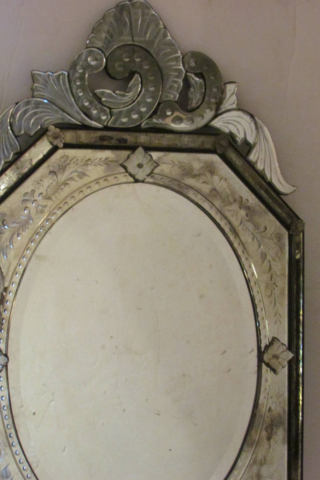 Italian Octagonal Etched Venetian Mirror