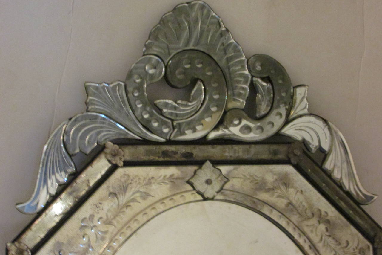 Baroque Octagonal Etched Venetian Mirror