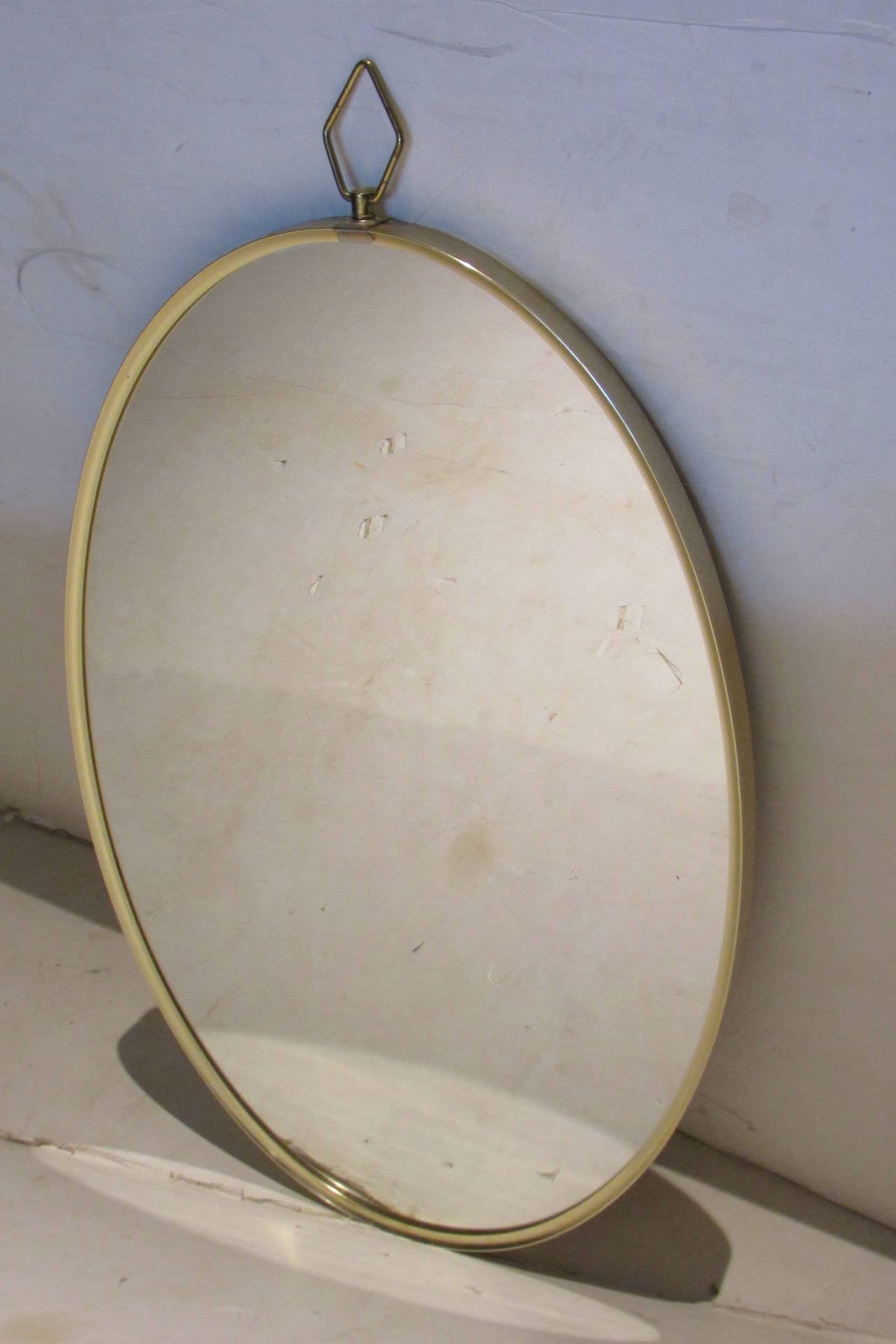 1960s Modernist Oval Brass Mirror 4