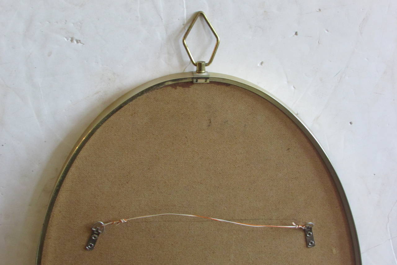 1960s Modernist Oval Brass Mirror 1