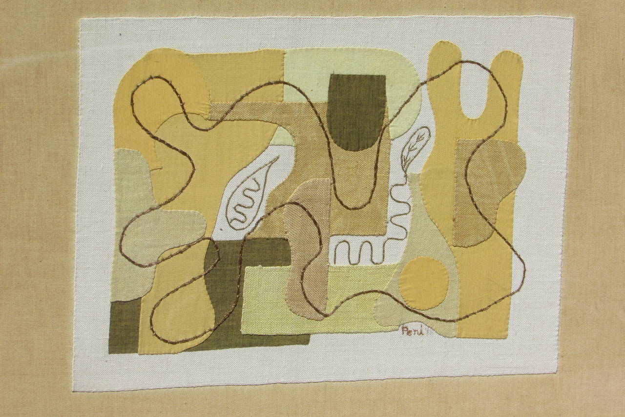 Appliqué Abstract Modernist Textile Applique Collage by Eve Peri 1948