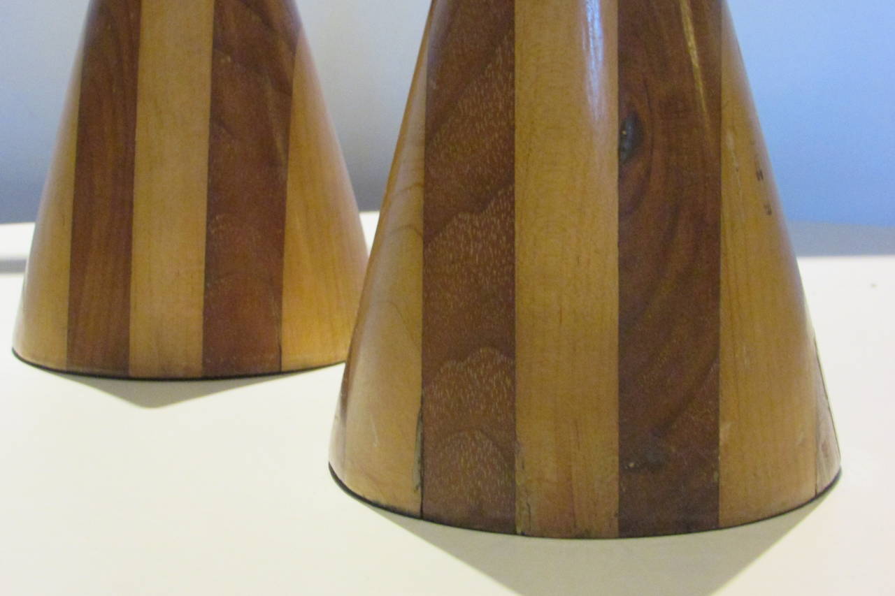 American Studio Craftsmen Inlaid Wood Cone Forms In Good Condition In Rochester, NY