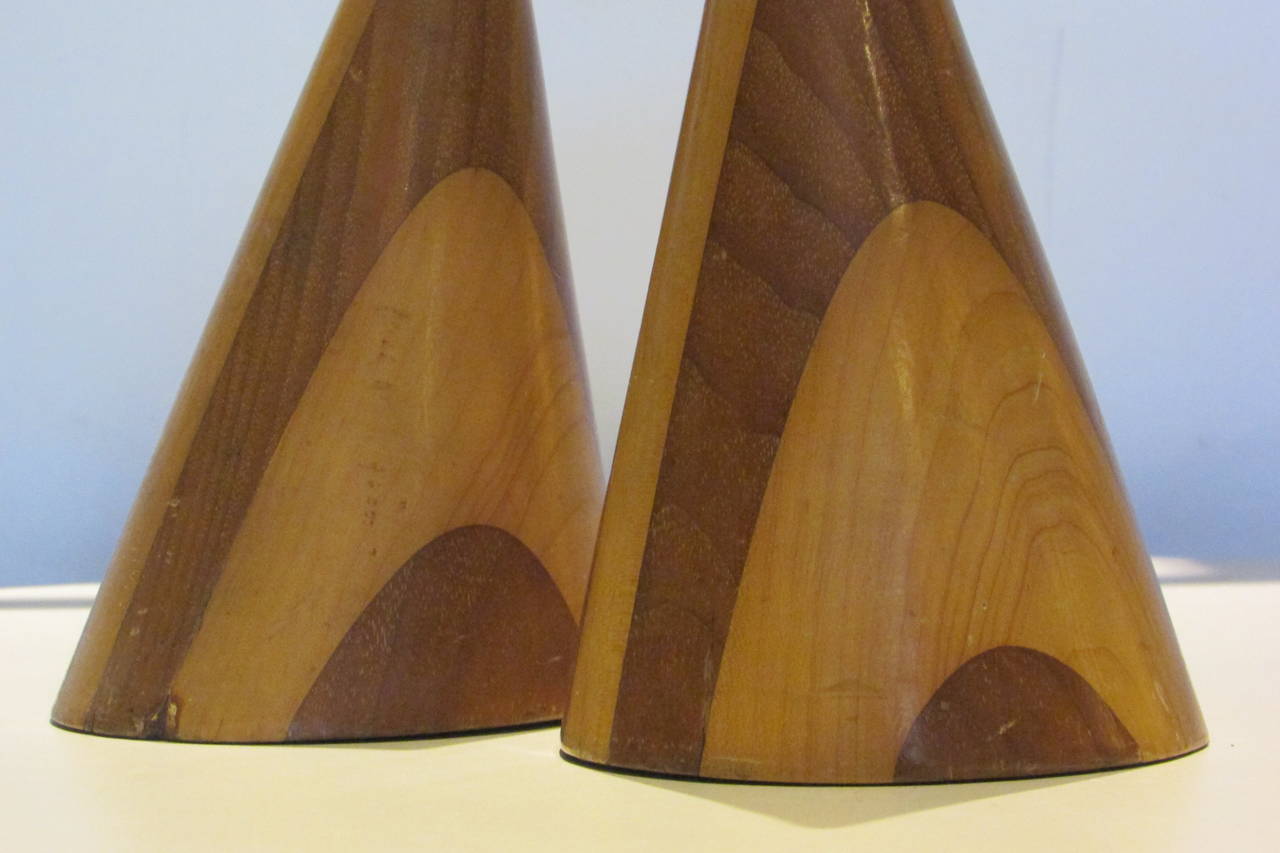20th Century American Studio Craftsmen Inlaid Wood Cone Forms