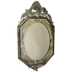 Vintage Octagonal Etched Venetian Mirror