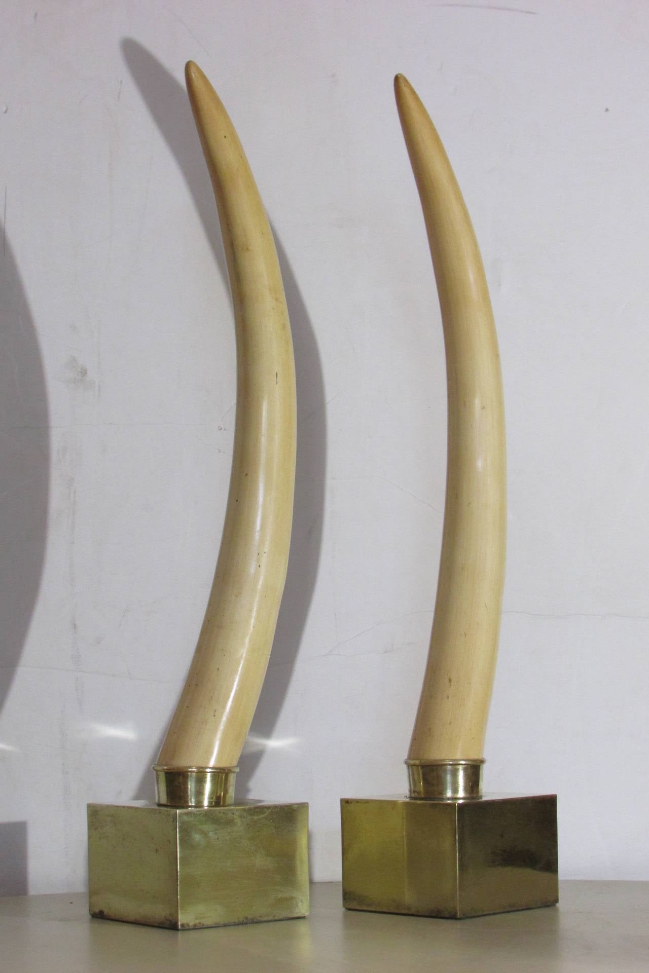 Hollywood Regency Faux Ivory Tusk Sculptures For Sale at 1stDibs