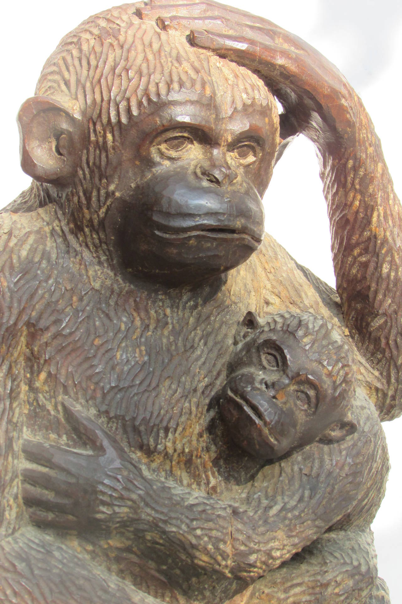 wooden monkey sculpture