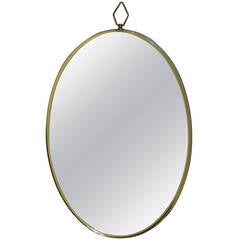 1960s Modernist Oval Brass Mirror