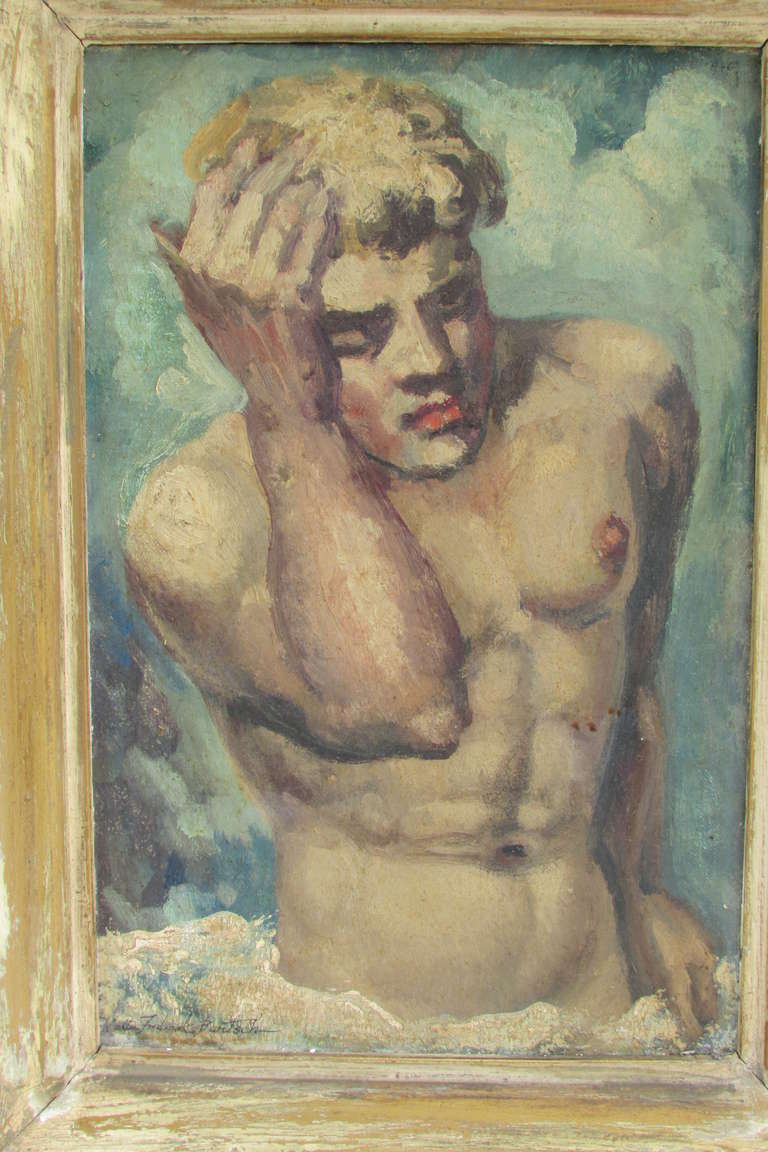 American Nude Male Rising from the Ocean Waves