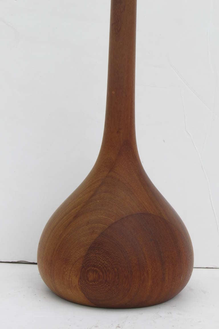 Danish Modern Bulbous Base Teak Floor Lamp In Excellent Condition In Rochester, NY