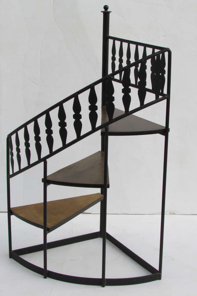 Mid-20th Century Iron and Wood Library Stair
