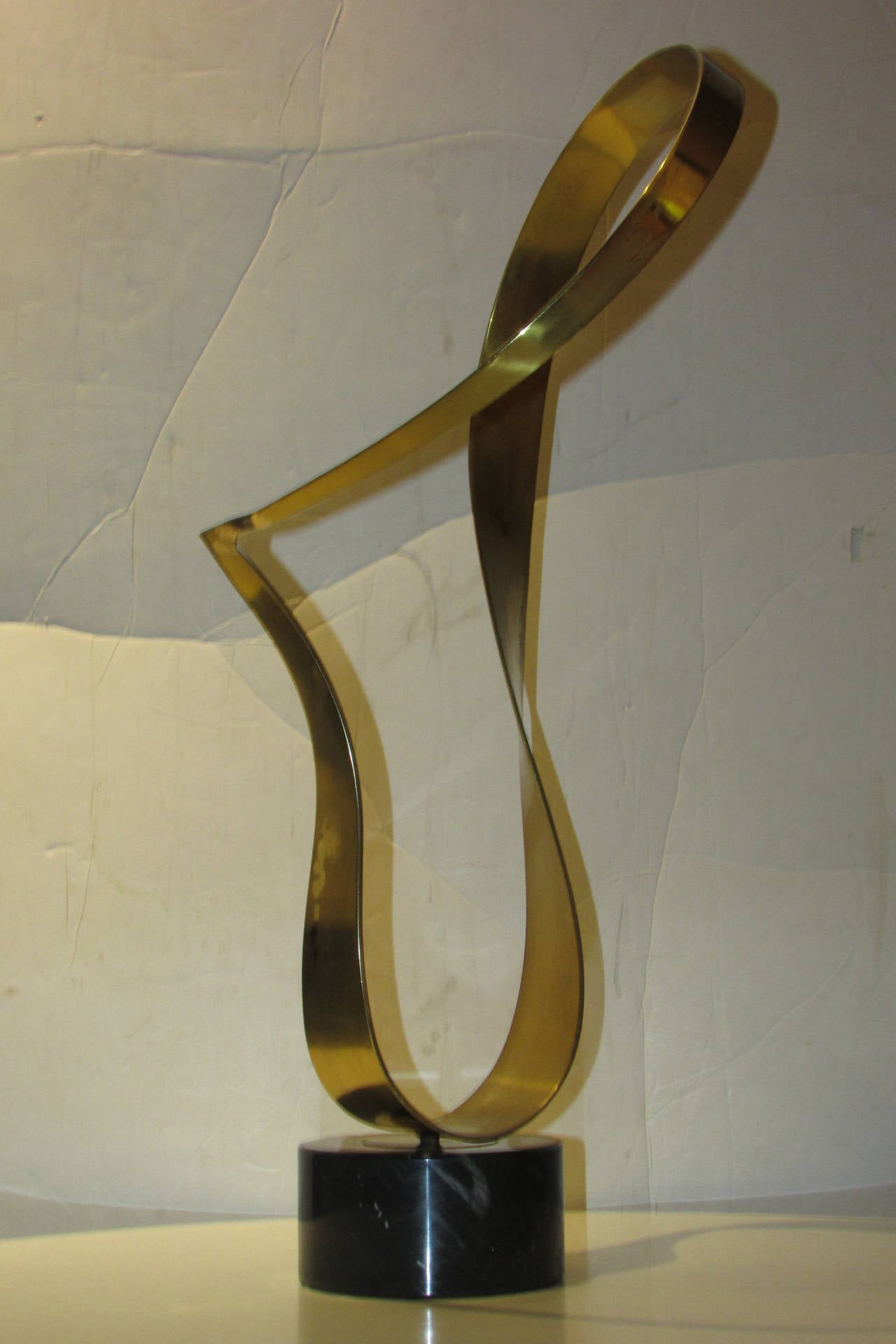 American 1970s Abstract Brass Ribbon Sculpture by Curtis Jere