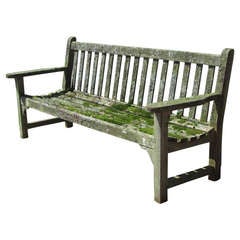 Teak Garden Bench With Moss & Lichen 5