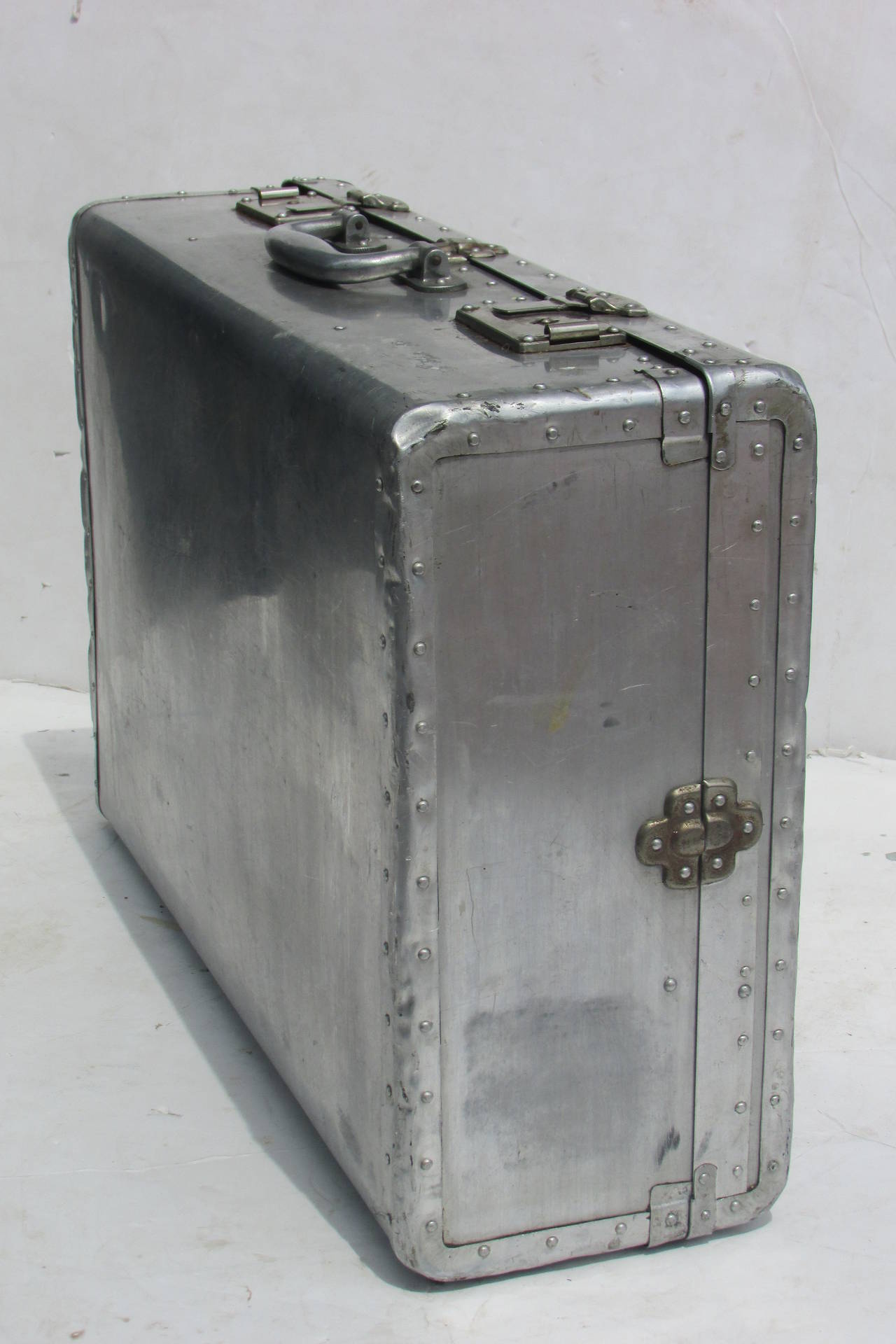 American Machine Age Riveted Aluminum Suitcase