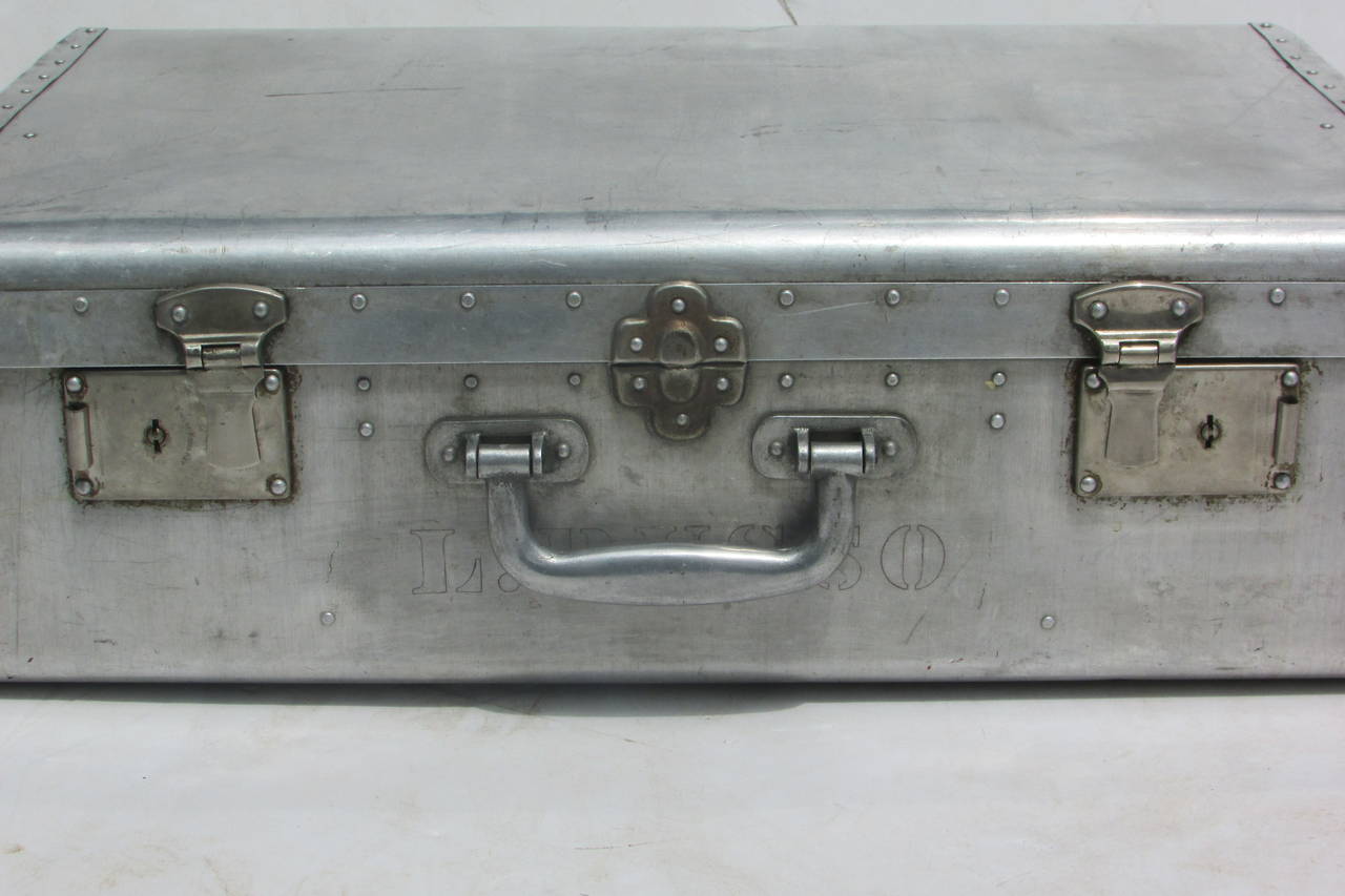 Machine Age Riveted Aluminum Suitcase In Good Condition In Rochester, NY