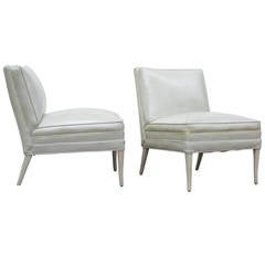 White Leather Lounge Chairs Tommi Parzinger