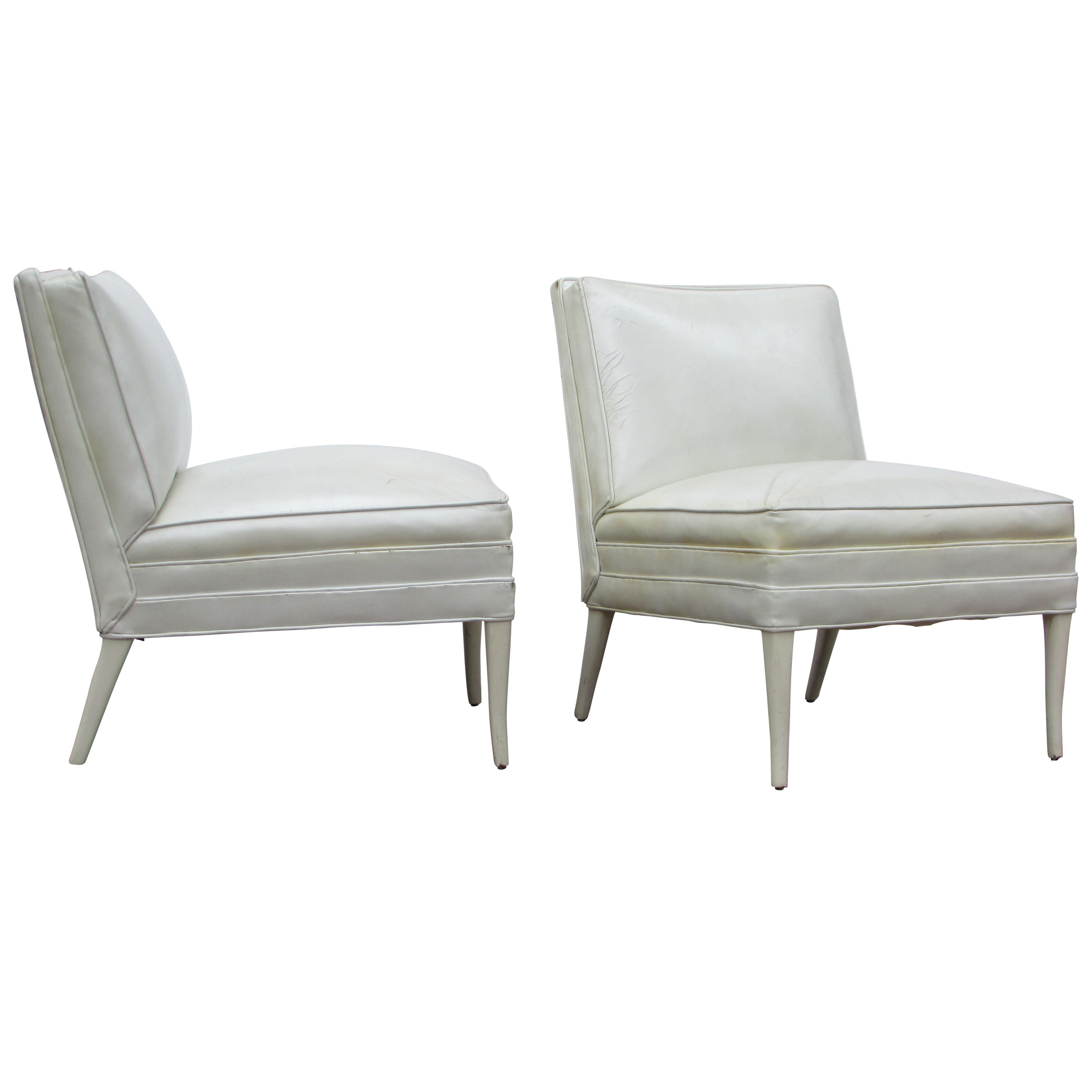 White Leather Lounge Chairs Tommi Parzinger