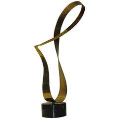 1970s Abstract Brass Ribbon Sculpture by Curtis Jere