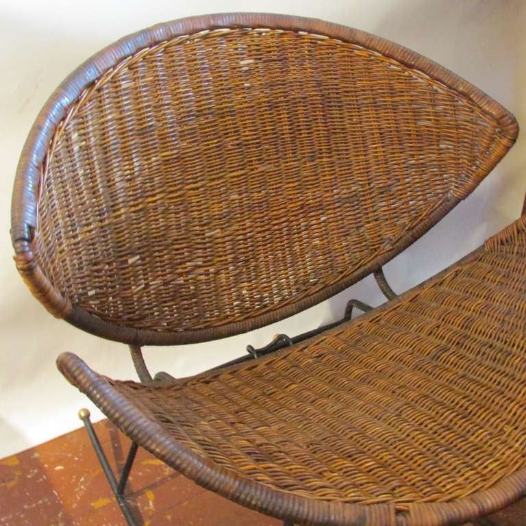 Mid-Century Modern Modernist Wicker & Iron Rocking Chair