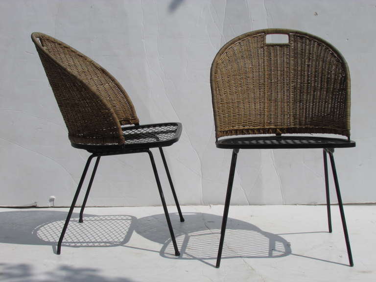 American Salterini Iron and Wicker Chairs