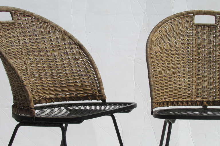 Salterini Iron and Wicker Chairs 1