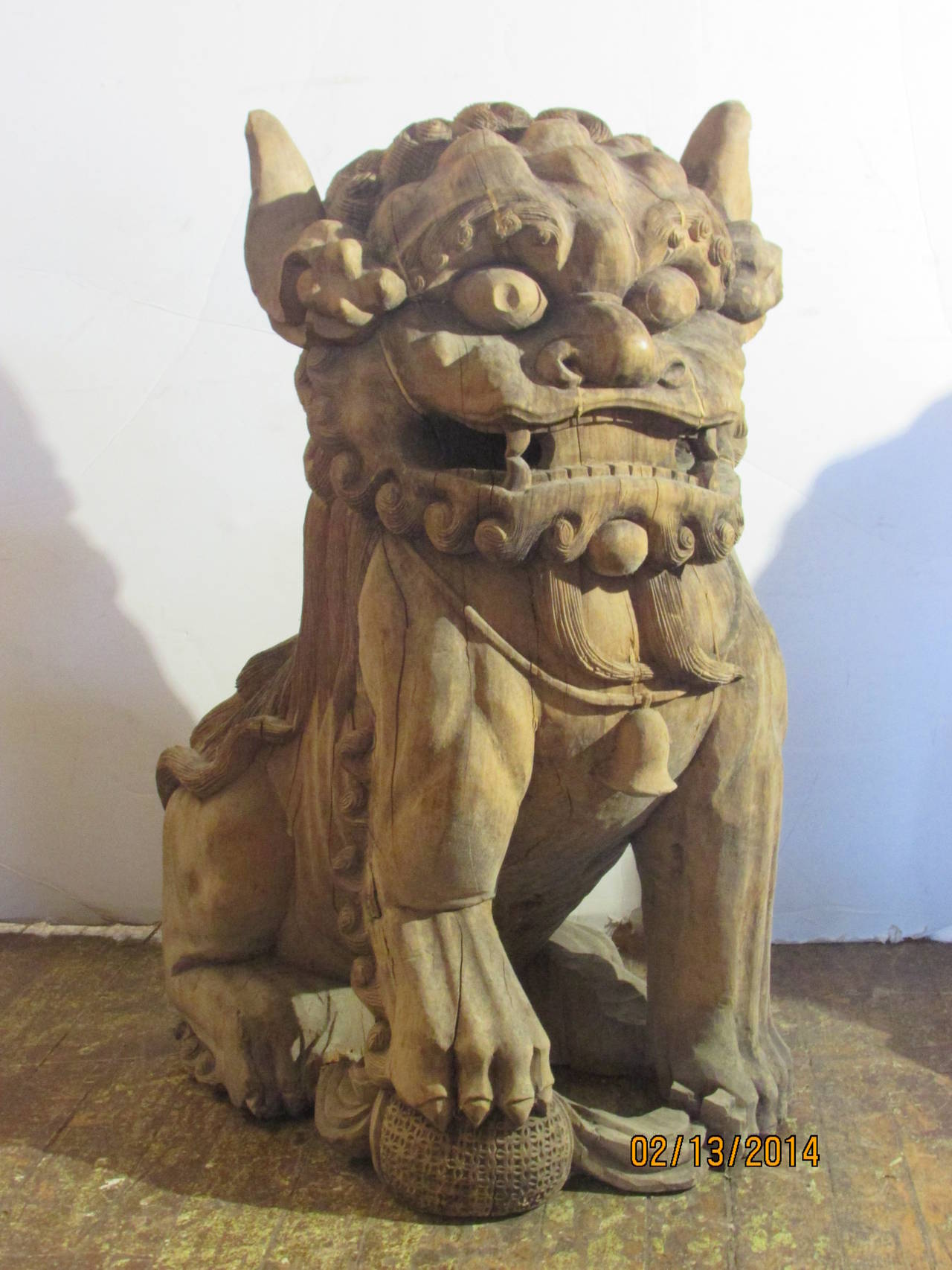 Palace Size Carved Wooden Foo Dogs 3