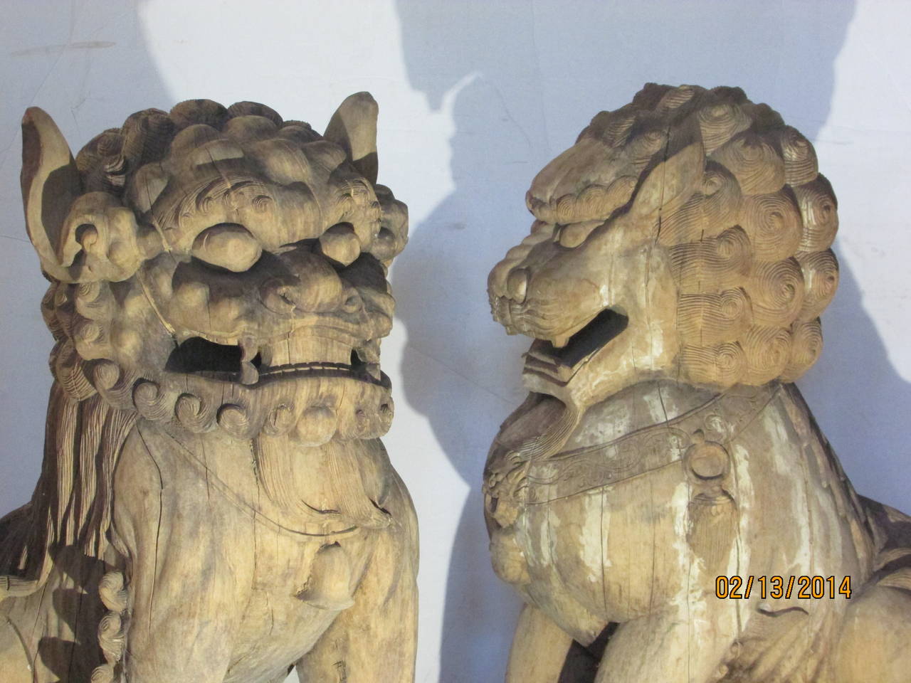Palace Size Carved Wooden Foo Dogs 1