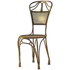 Retro Italian Gilt Metal Tassel Chair
