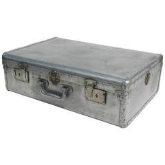 Vintage Machine Age Riveted Aluminum Suitcase