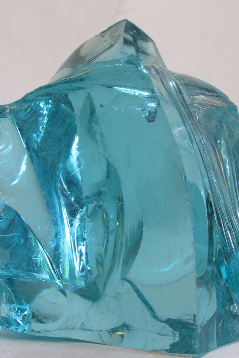 Four Large Aqua Chunk Glass Cullet 2
