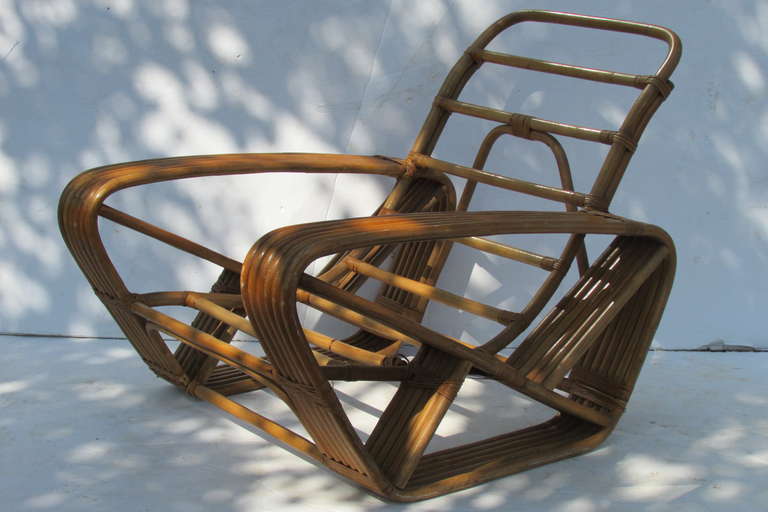 Rattan Lounge Chair Paul Frankl In Good Condition In Rochester, NY