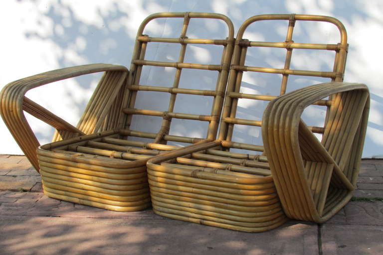Mid-20th Century Natural Rattan Sectional Sofa by Paul Frankl