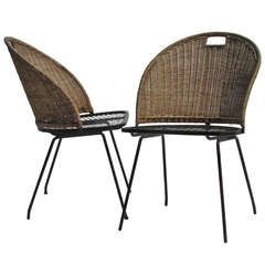 Salterini Iron and Wicker Chairs