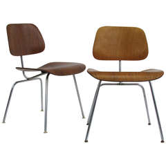 Two Early Eames DCM Chairs for Herman Miller