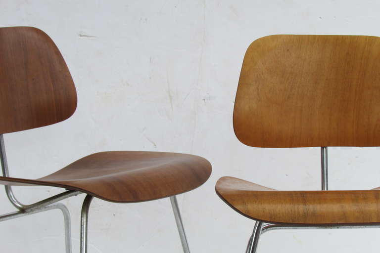 Two Early Eames DCM Chairs for Herman Miller