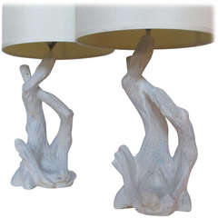 Plaster Tree Trunk Lamps