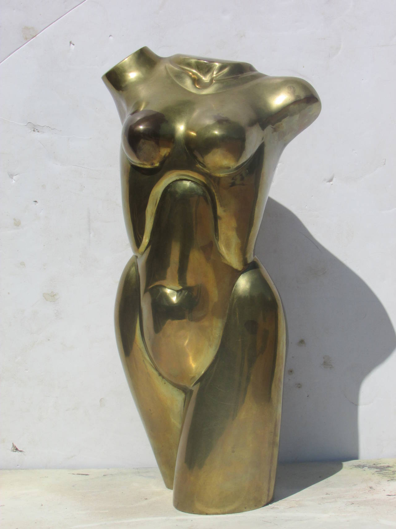 Large Brass Nude Female Torso Sculpture In Excellent Condition In Rochester, NY