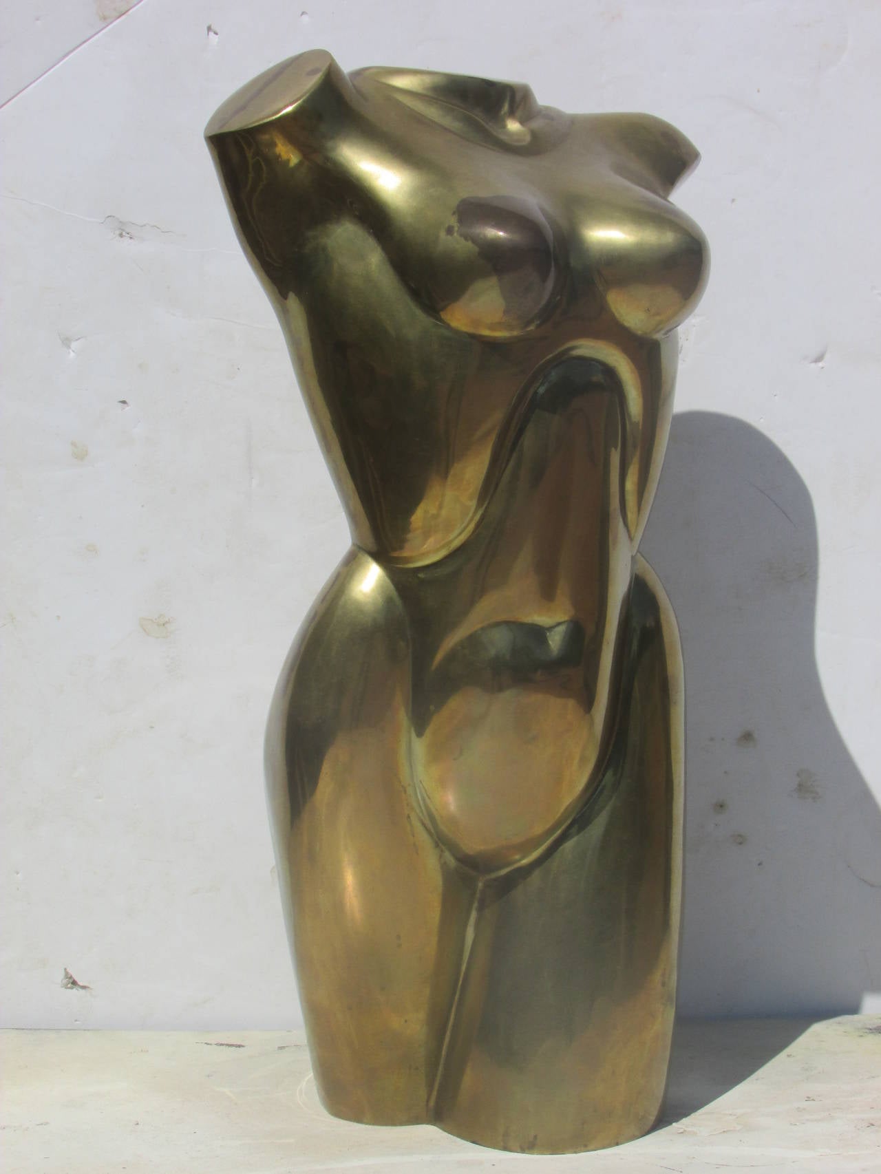 Large Brass Nude Female Torso Sculpture 1