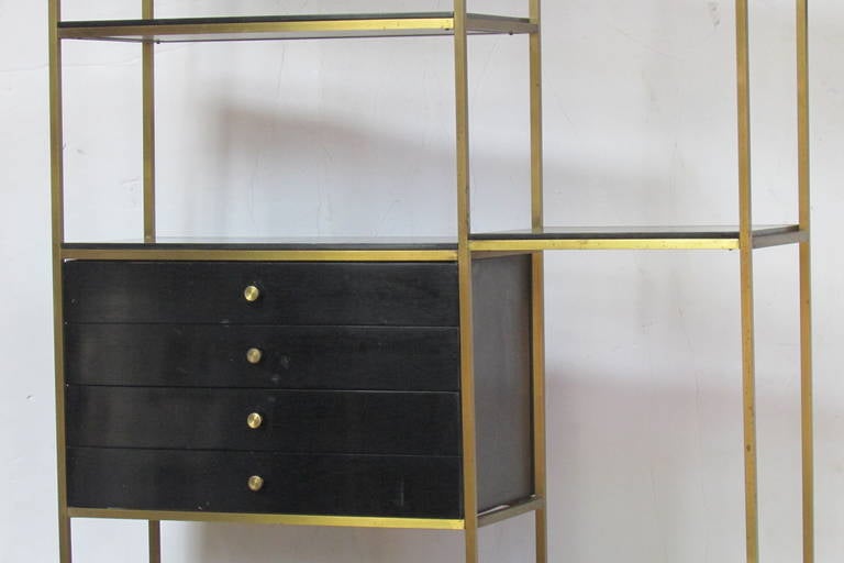 brass shelving unit