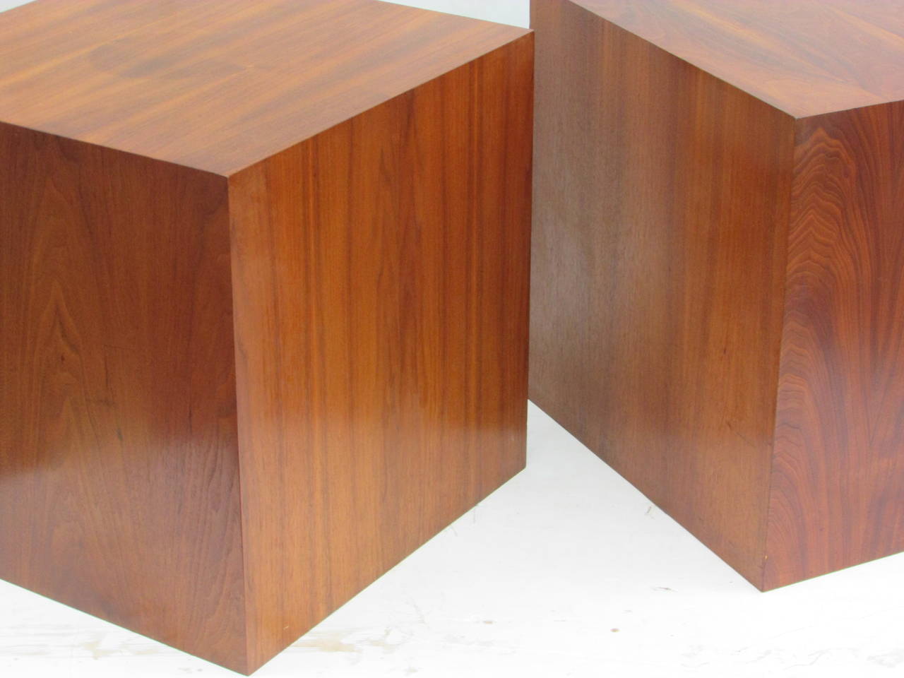 20th Century Pair of Modernist Wood Cube Tables